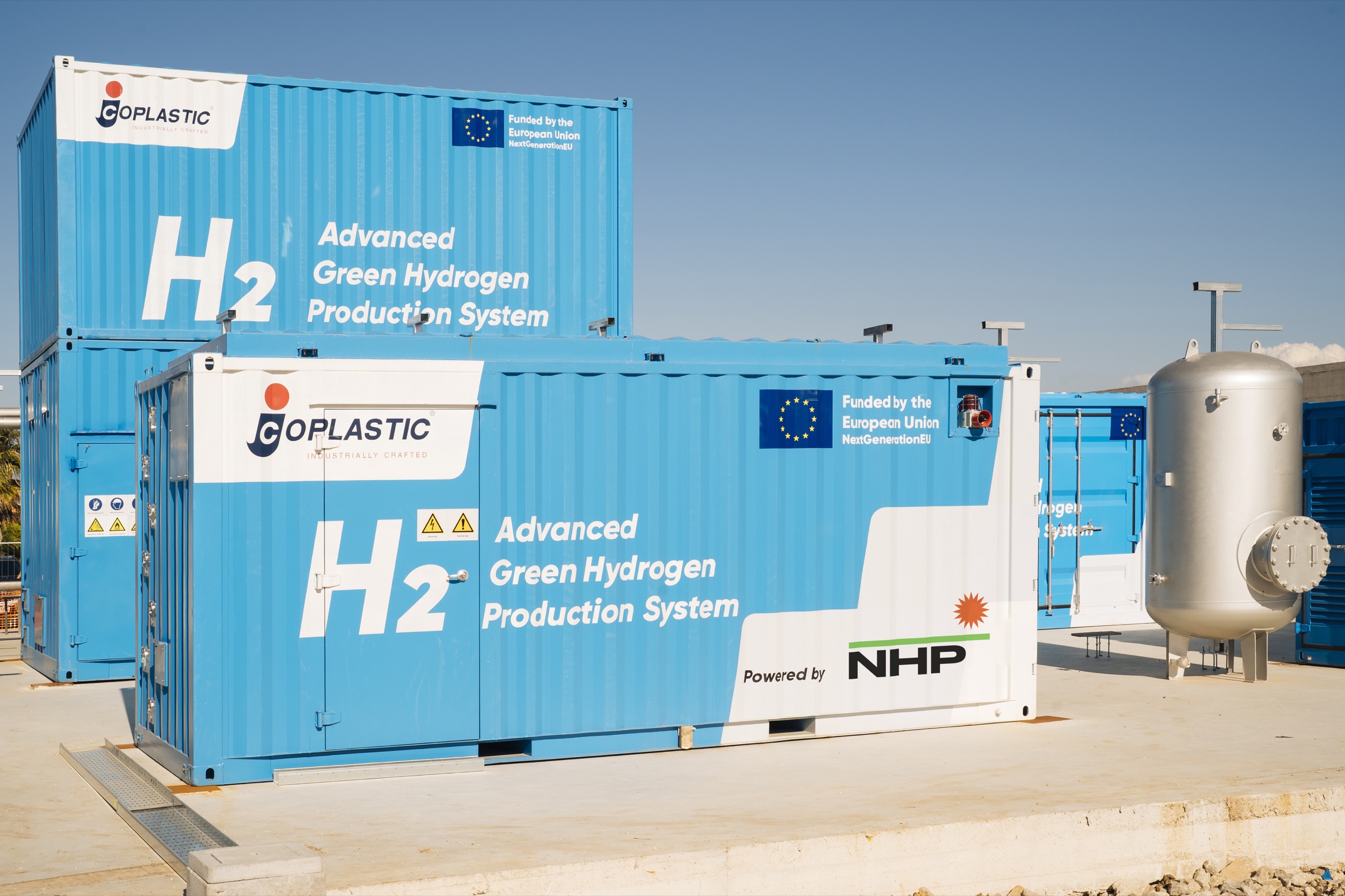 Jcoplastic-NHP green hydrogen production containers at the Battipaglia Hydrogen Valley